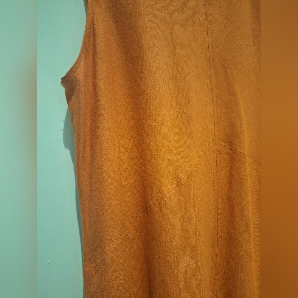 Zara Orange Midi Dress Linen Blend Size M - Picture 3 of 7